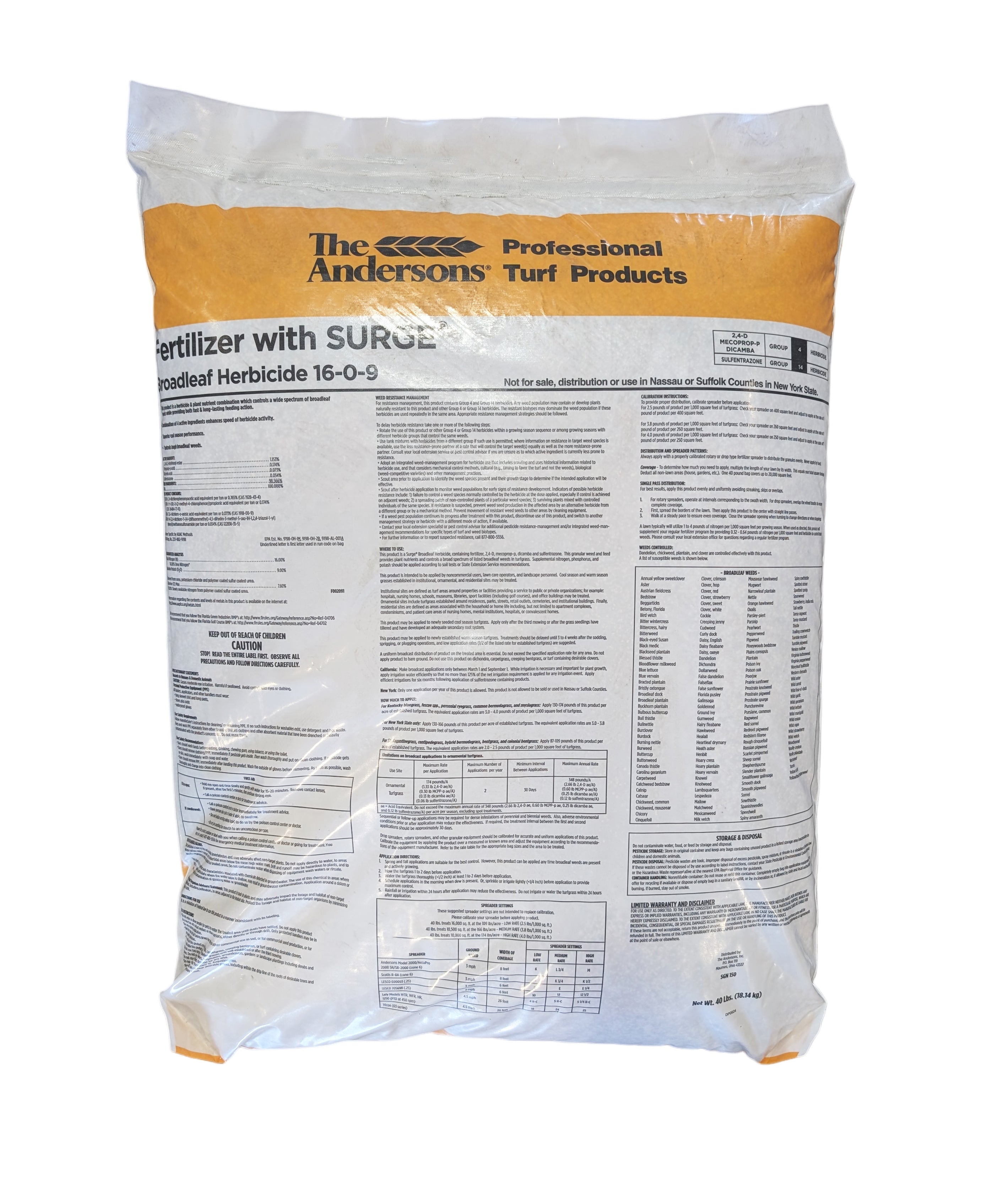 Andersons Surge Weed and Feed 16-0-9 bag (40 lbs)