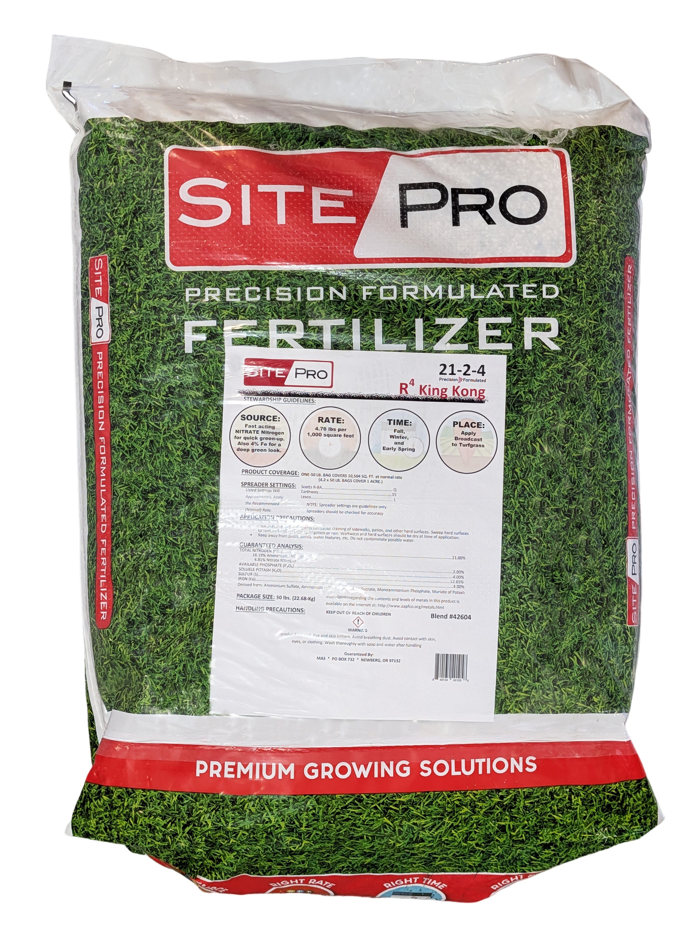 King Kong 21-2-4 Fertilizer with 4% Iron bag (50 lbs)