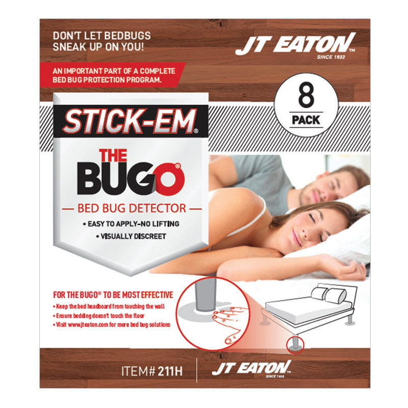 JT Eaton 211H Stick-Em Bed Bug Detector Trap for Hard Floors – Case of 12 (96 Detectors)