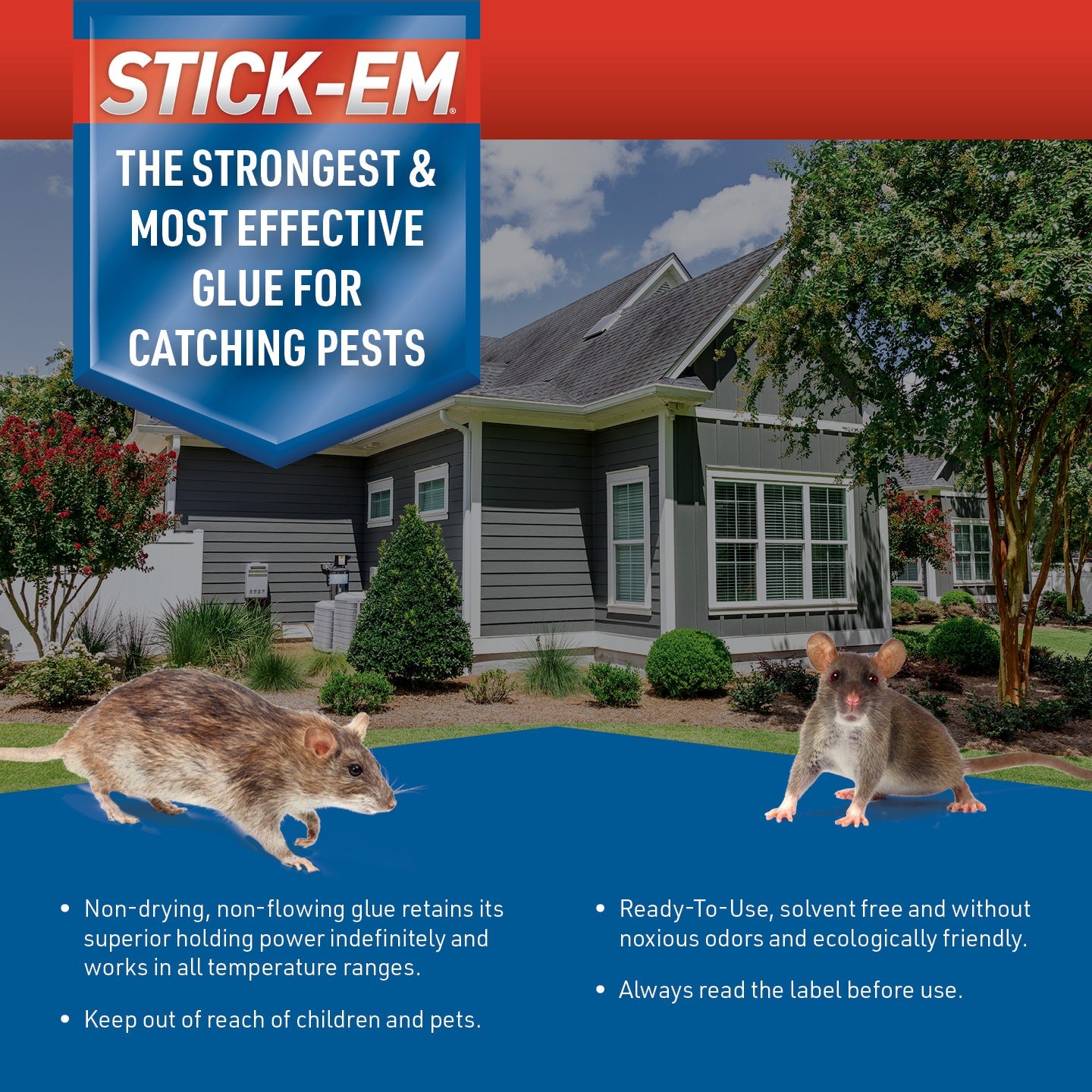 Stick-Em Mighty Glue Board – Rat, Mouse & Insect Trap 157 (12-Pack)