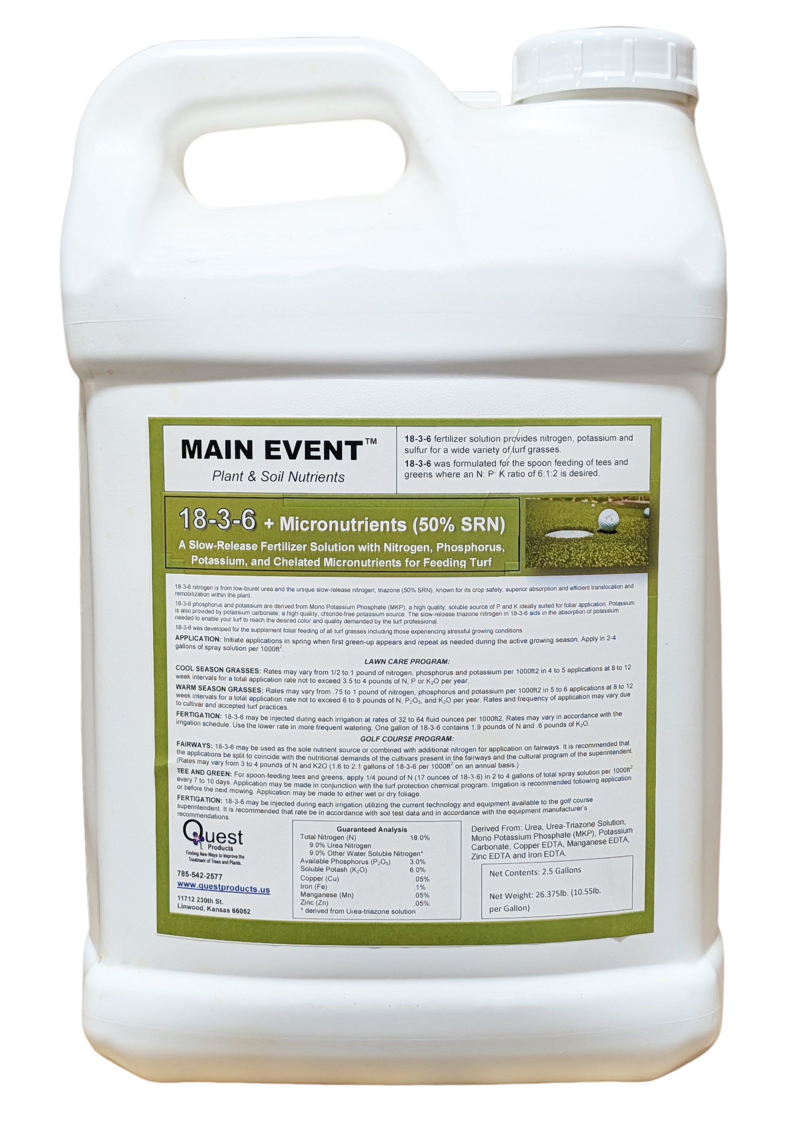 Main Event 18-3-6 with 50% SRN Liquid Turf Nutrients jug (2.5 gal)