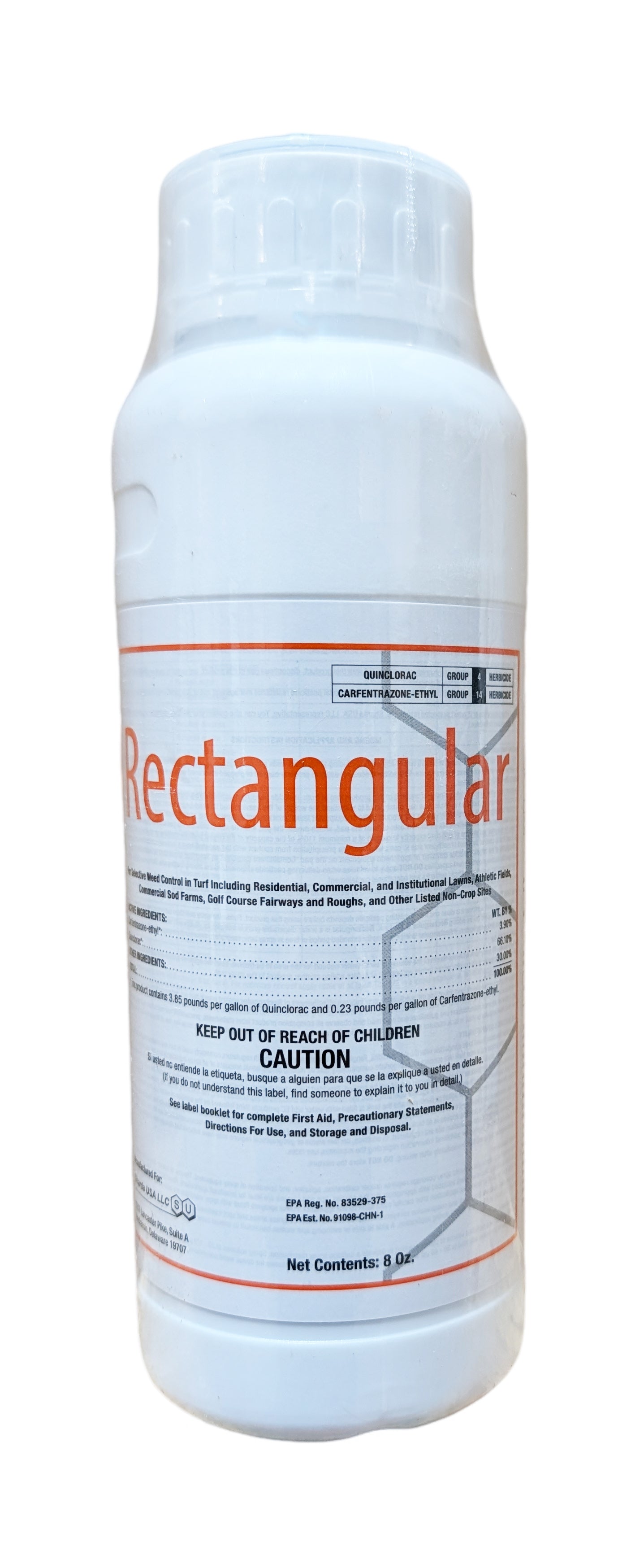 Rectangular Turf Herbicide (SquareOne Herbicide) bottle (8 oz)