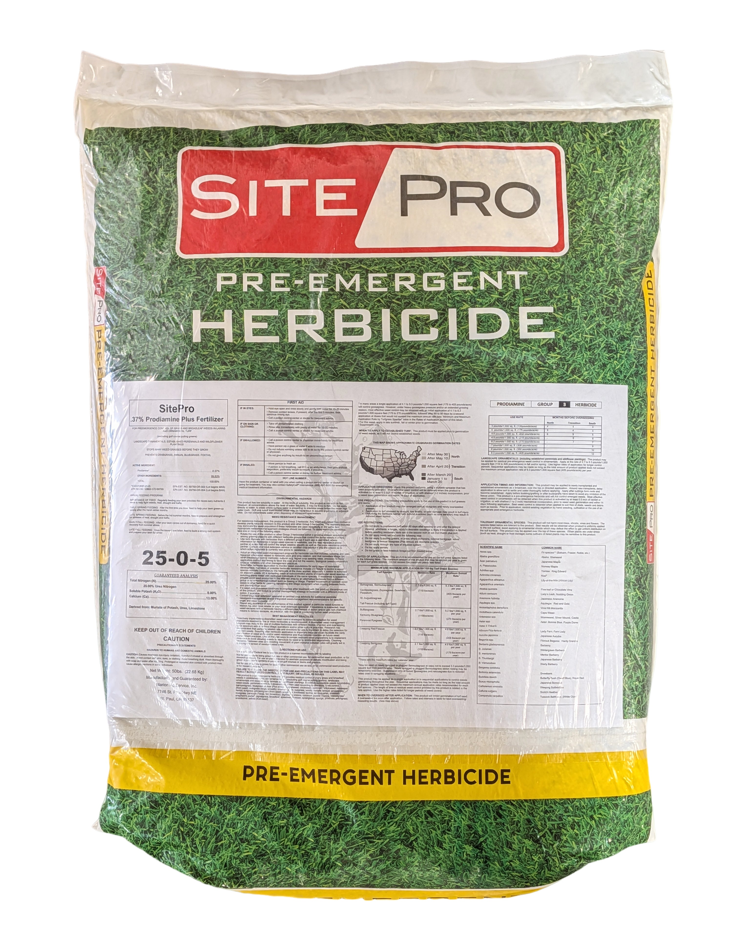 SitePro 25-0-5 Turf Fertilizer with .37% Prodiamine bag (50 lbs)