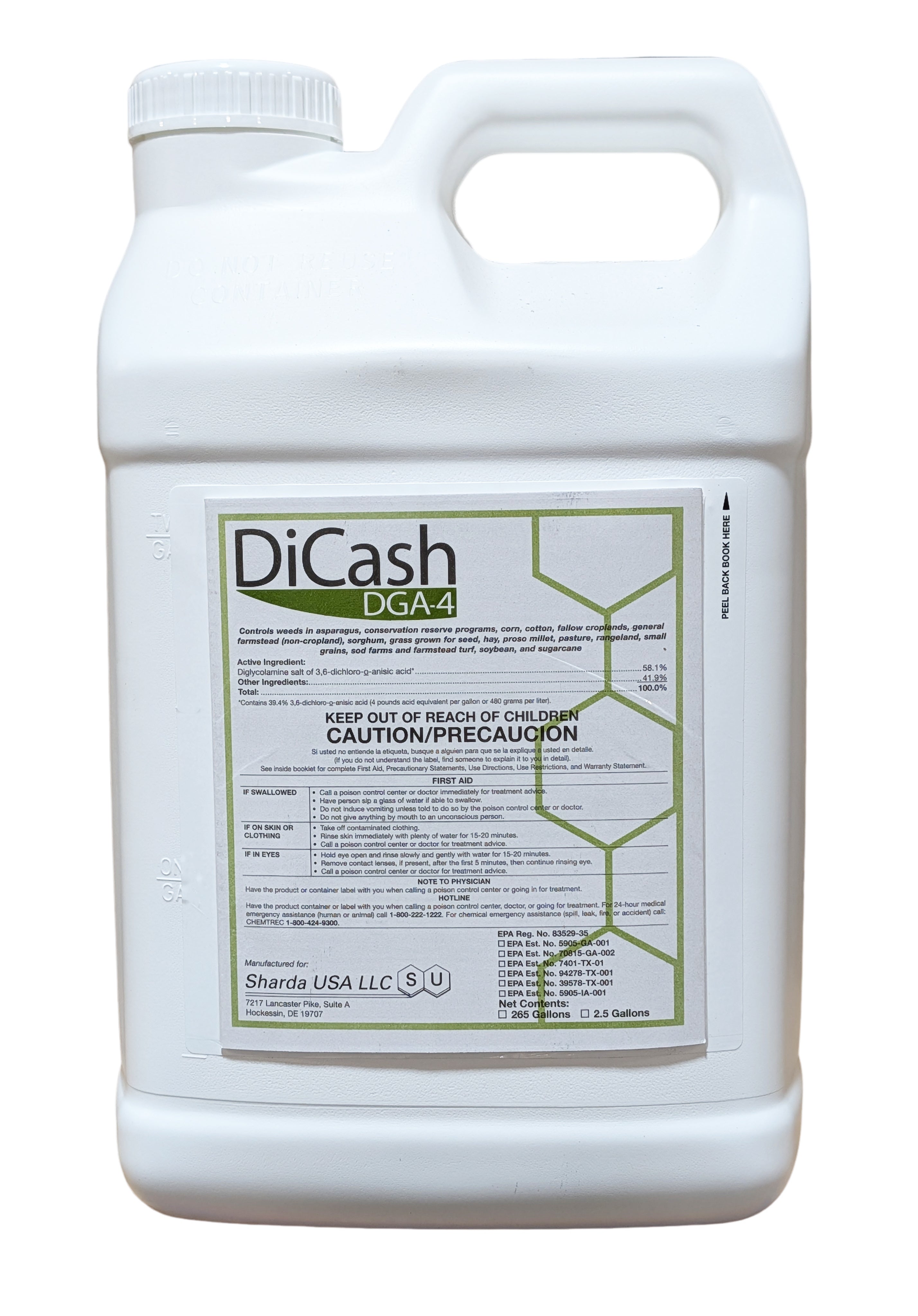 DiCash DGA-4 Dicamba Herbicide jug (2.5 gal)