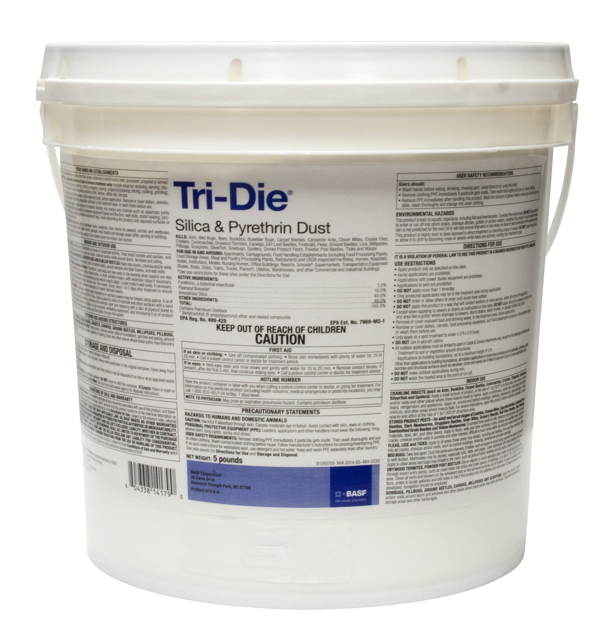 Tri-Die Silica & Pyrethrin Dust bucket (5 lbs) - simple